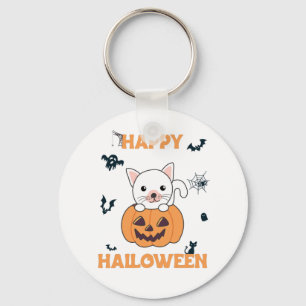 Llavero Gato En Calabaza Gatos Dulces Feliz Keychain Hallo