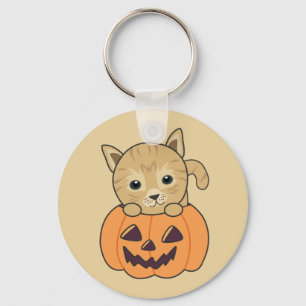Llavero Gato En Calabaza Gatos Dulces Feliz Keychain Hallo