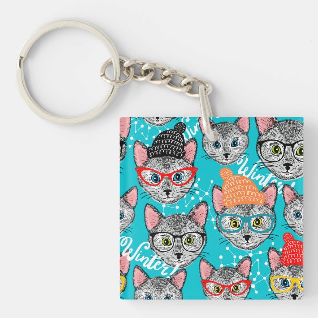 Llavero Gato en el gorra (Frente)