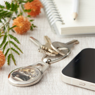 Llavero Gato en el sofá tan cómodo Metalizado Keychain