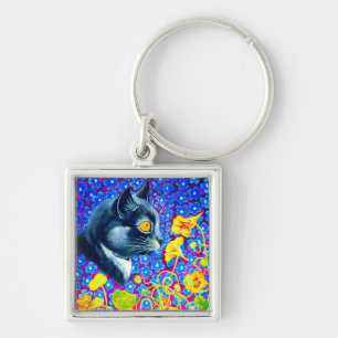 Llavero Gato en flores