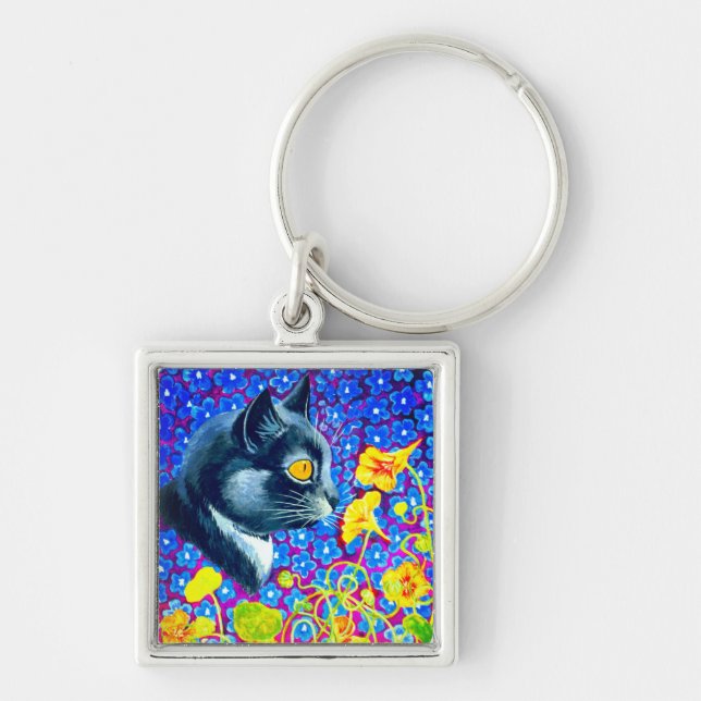 Llavero Gato en flores (Frente)