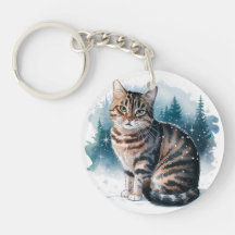 Gato en la cadena acrílica de nieve de 3 vueltas