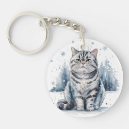 Llavero Gato en la cadena de claves acrílicas redondeadas 