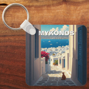 Llavero Gato en Mykonos Grecia en bicicleta en viaje