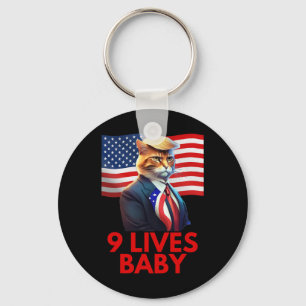 Llavero Gato En Suite Con Trump Hair Bandera Estadounidens