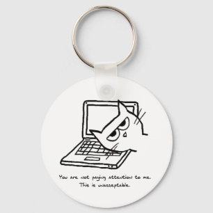 Llavero Gato enojado exige atención - Divertido Keychain C