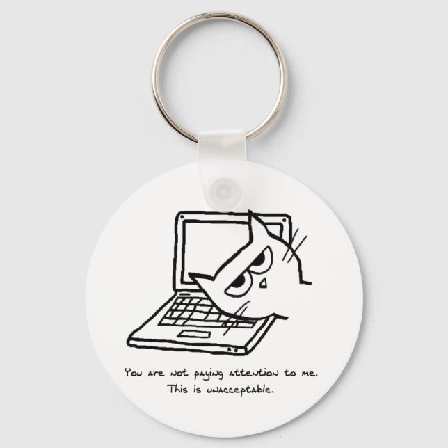 Llavero Gato enojado exige atención - Divertido Keychain C (Anverso)