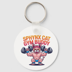 Llavero Gato Esfinge Musculoso Amigo Gimnasio Dibujos Anim