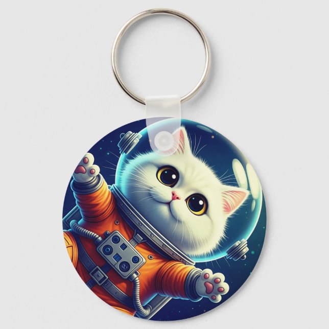 Llavero Gato Espacial Adorable (Anverso)