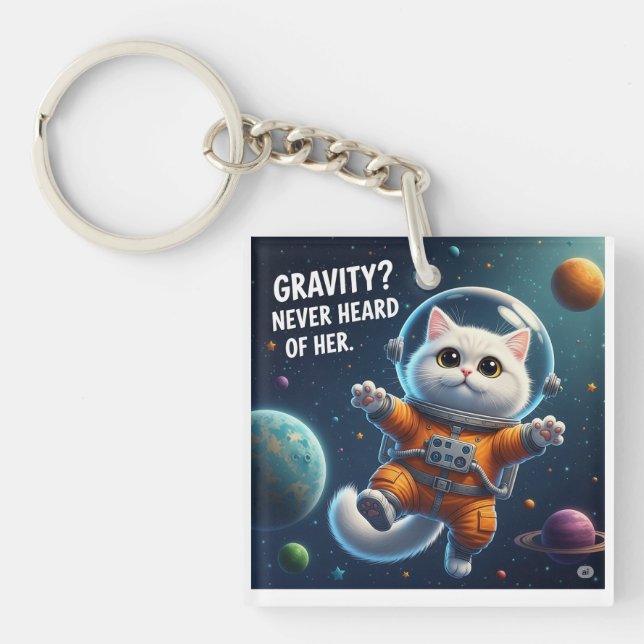 Llavero Gato Espacial Adorable (Frente)