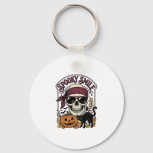 Llavero Gato Esqueleto de Halloween Gráfico de Calabaza Vi