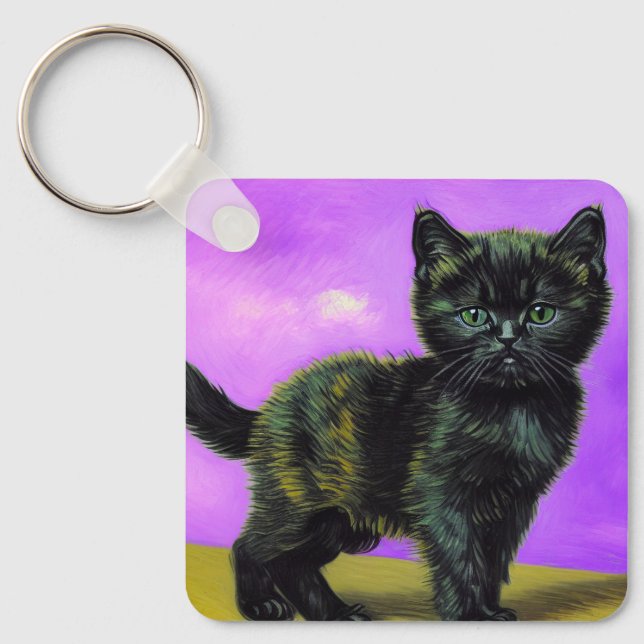 Llavero Gato estilo Van Gogh (Anverso)