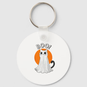 Llavero Gato fantasma de boo lindo Halloween Luna de fanta