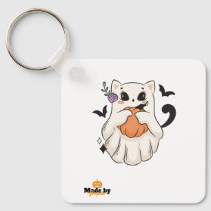 Llavero Gato fantasma lindo con calabaza Mug de Hallowee