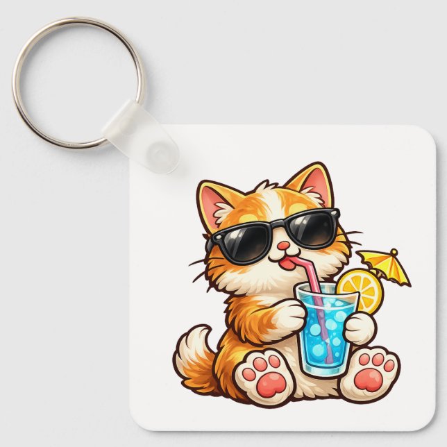 Llavero Gato fresco de verano (Anverso)