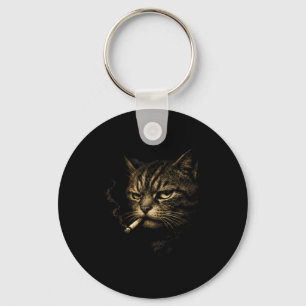 Llavero Gato fumando cigarrillo boceto retro divertido mem
