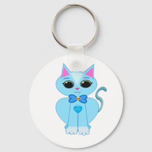 Llavero Gato gatito azul claro lindo y elegante