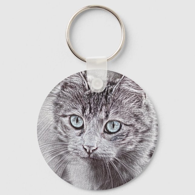 Llavero Gato Gato Gatito Gatito Gatito Con Ojos Azules Lum (Anverso)