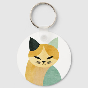 Llavero Gato geométrico minimalista escandinavo moderno