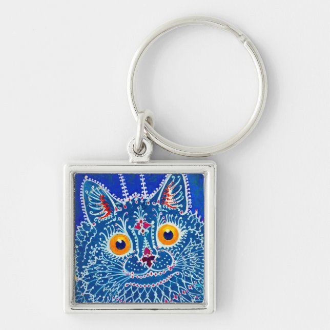 Llavero Gato gótico azul (Frente)