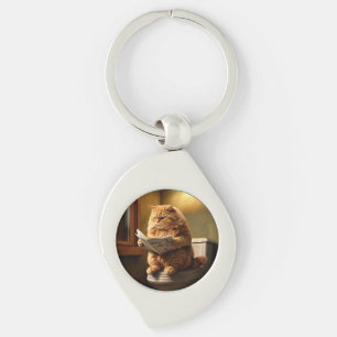 Llavero Gato gracioso en el inodoro Quirky Baño Humor