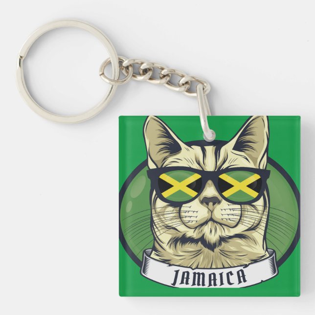 Llavero Gato gracioso en Jamaica gafas de sol (Frente)