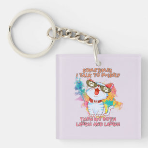 Llavero Gato gracioso hablando con sí mismo - dulce y grac