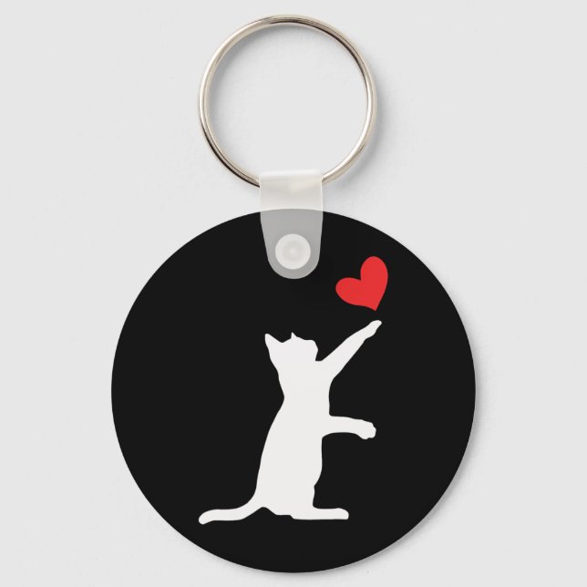 Llavero Gato gracioso Valentine Corazón Corazón Corazón Ga (Anverso)