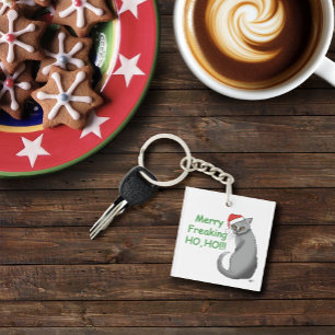 Llavero Gato gris de Navidades divertidos