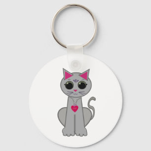 Llavero Gato Gris Divertido Feliz Lindo