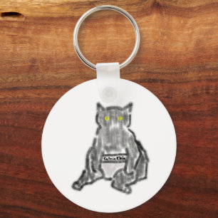 Llavero Gato Gris Ropa Interior de Diseñador Ojos Amarillo