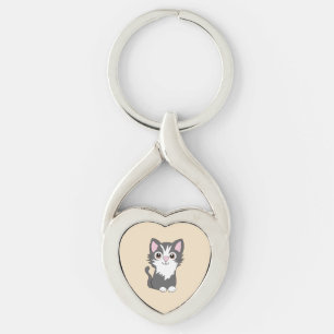 Llavero Gato gris y blanco