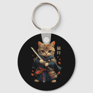 Llavero Gato guerrero japonés gato samurai tattoo Kawaii N