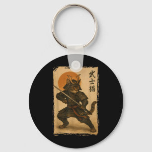 Llavero Gato Guerrero Samurai Gato japonés Ukiyo-e Gato de