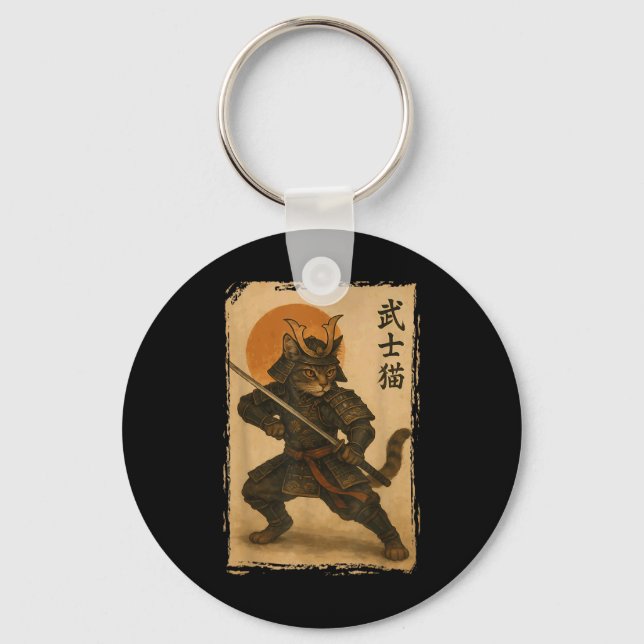 Llavero Gato Guerrero Samurai Gato japonés Ukiyo-e Gato de (Anverso)