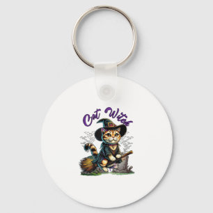 Llavero Gato Halloween Bruja Ropa de vestuario de agricult