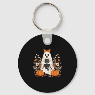 Llavero Gato Halloween Floral Vintage Fantasma Divertidos