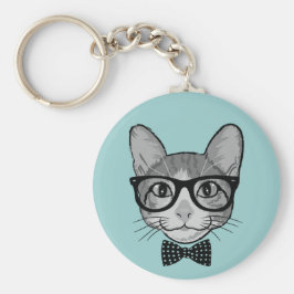Llavero Gato hipster con corbata de lunares