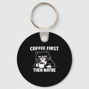Llavero Gato introvertido gruñón divertido café primero qu