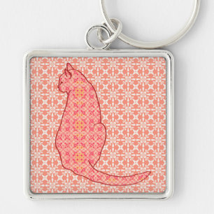 Llavero Gato japonés: Batik Naranja de coral