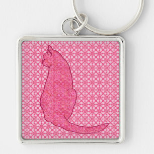 Llavero Gato japonés - Batik rosa de fucsia