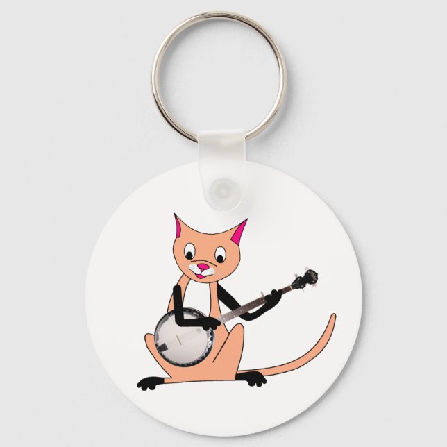 Llavero Gato jugando el banjo (Anverso)