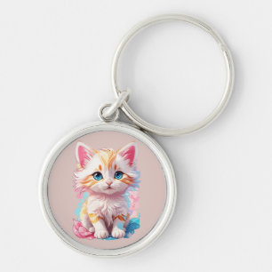 Llavero Gato Kawaii Colorido y Lindo
