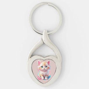 Llavero Gato Kawaii Colorido y Lindo
