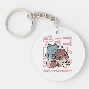 Llavero Gato Kawaii con Leche de Chocolate – Arte Pop Japo