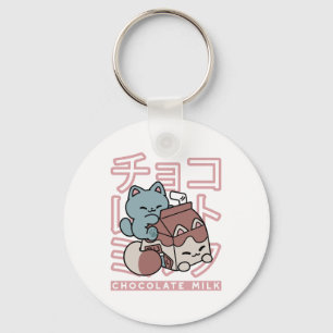 Llavero Gato Kawaii con Leche de Chocolate – Arte Pop Japo
