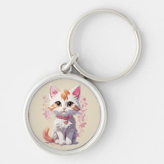 Llavero Gato Kawaii dulce con ojos grandes (Frente)