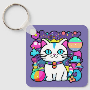 Llavero Gato Kitty Cósmico Blanco Lindo
