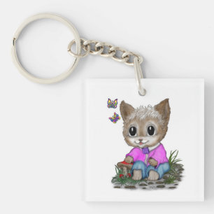 Llavero Gato Kitty y mariposa